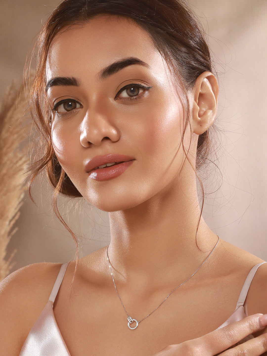 925 Sterling Silver Rhodium Zircon Studded  Hinged Forever Pendant For her Necklace & Chain